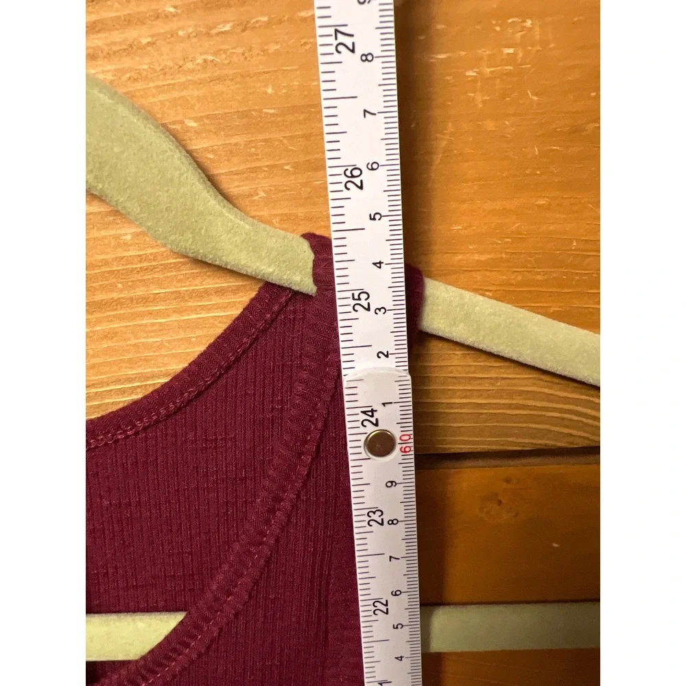 Free People Burgundy Ribbed Racerback Tank Top Med Made in USA Athleisure  Layer